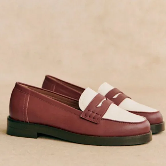 BNWT Sezane Andrea Loafers - Terracotta & Cream - Picture 2 of 12